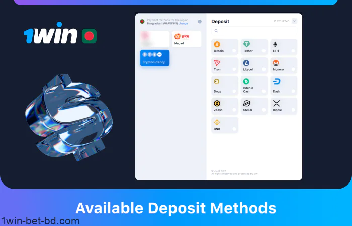 All deposit methods at 1win Bangladesh