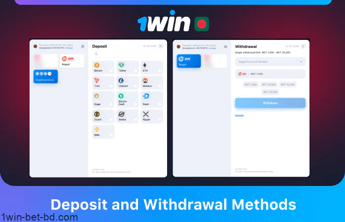 1win payment methods available in Bangladesh